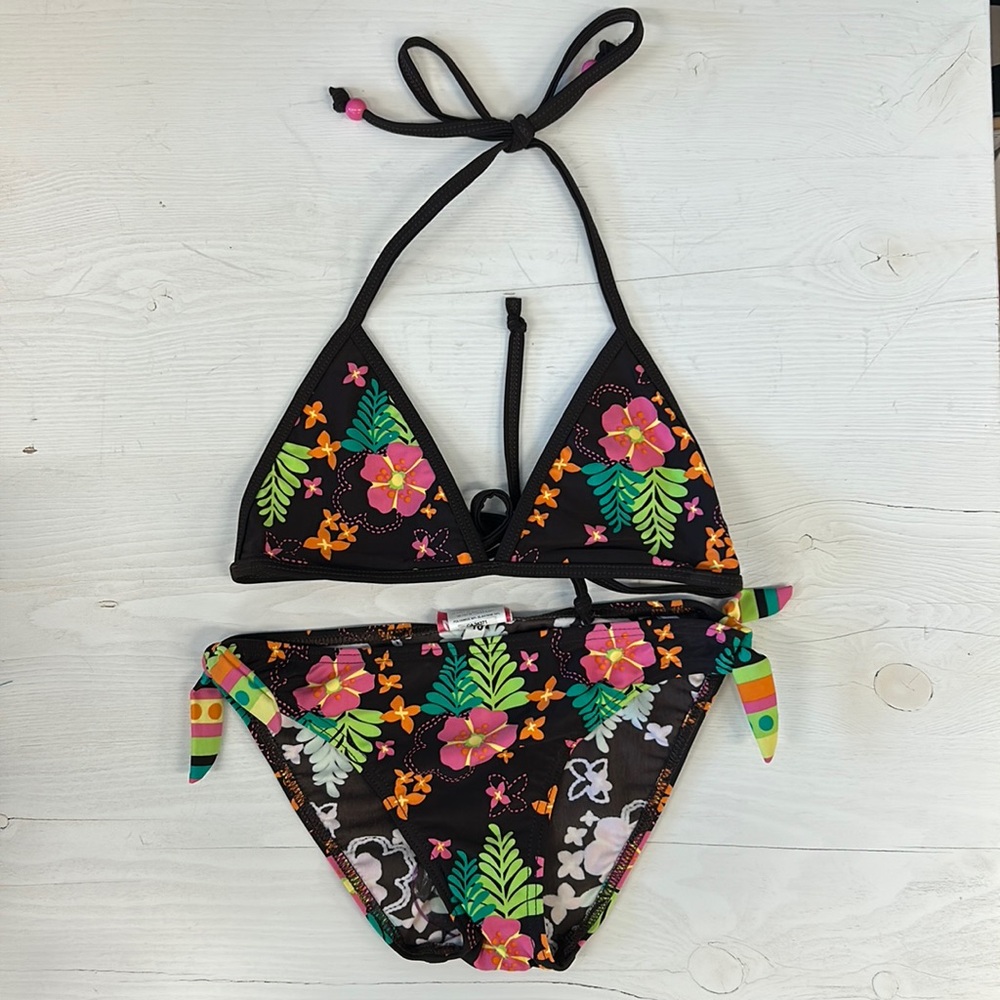 NWT Wshine Australia Hibiscus Brown Triangle Bikini